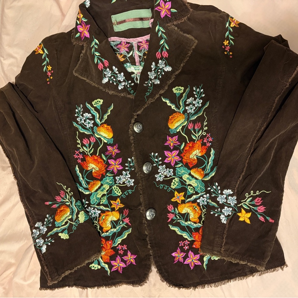 Miss Me brown flower embroidered jacket